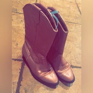 nordstrom kids cowboy boots size 10 - metallic pink- GUC